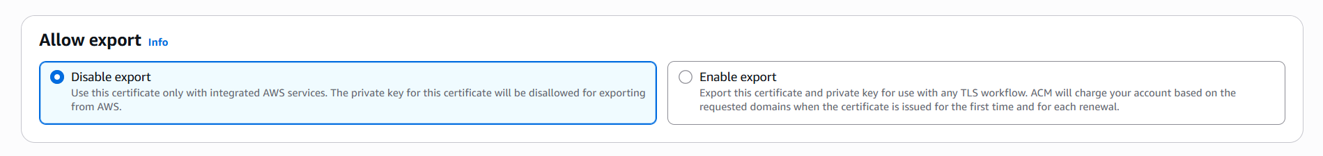 Cấu hình export settings cho certificate Allow Export Configuration