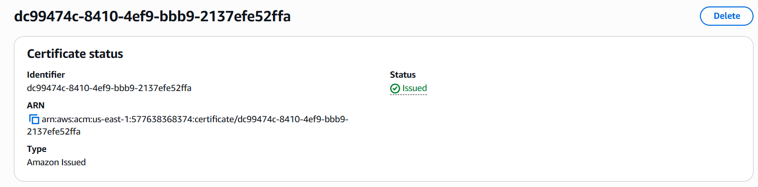 Certificate validation thành công và sẵn sàng sử dụng Validation Success