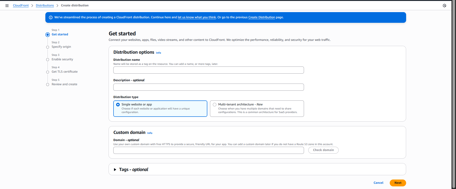 CloudFront Origin Settings