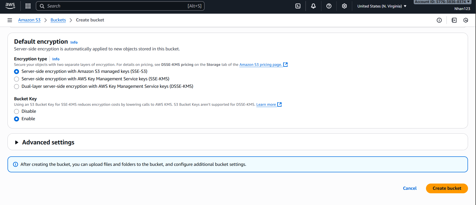 S3 Create Bucket Success