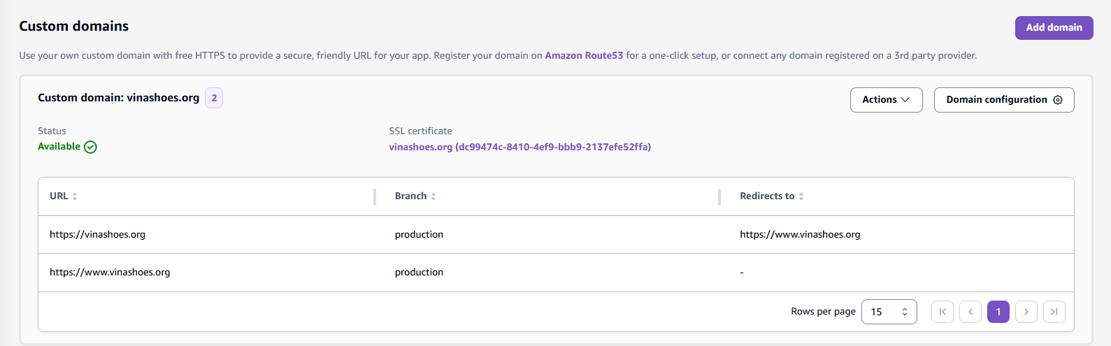 Amplify Domain Status Progression