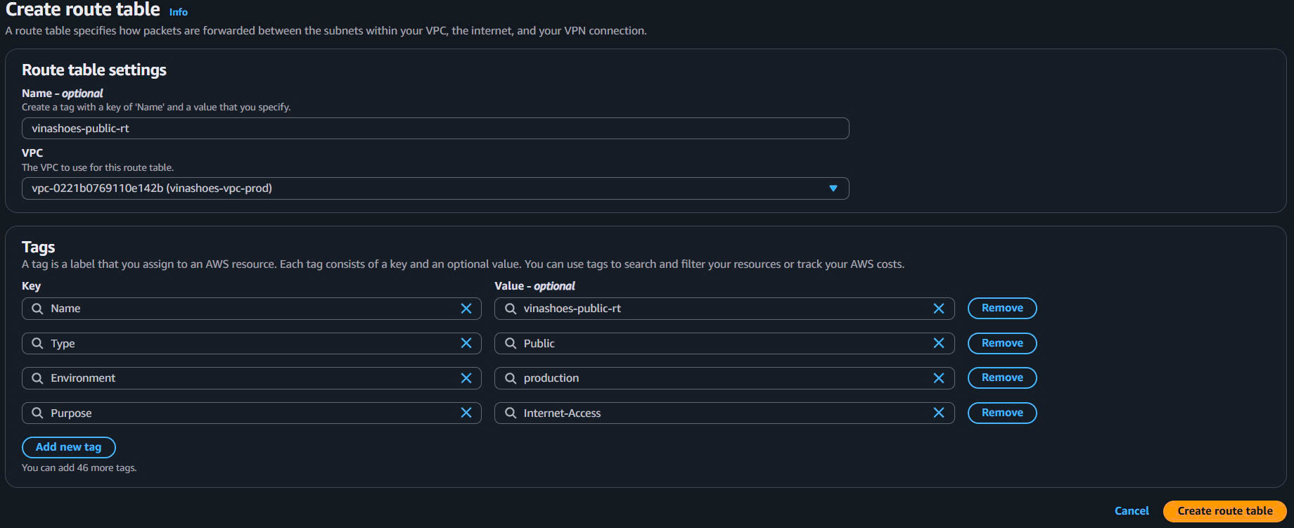 Public Route Table Creation