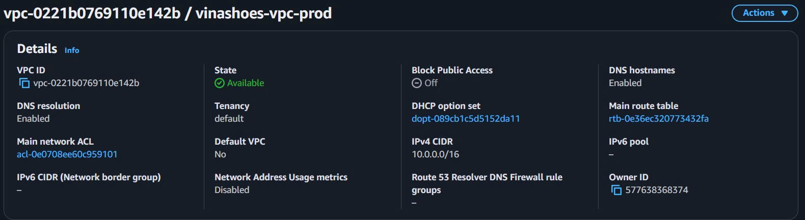 VPC Details Verification