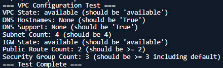 VPC Validation Results