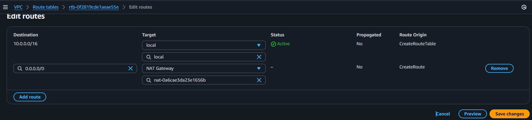 Configure Routes AZ-1b