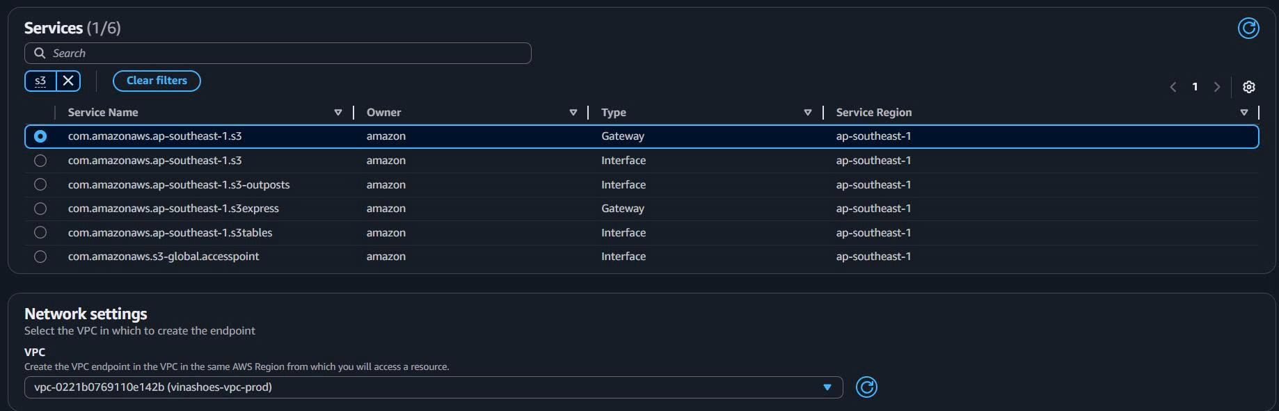 Cấu hình S3 Endpoint