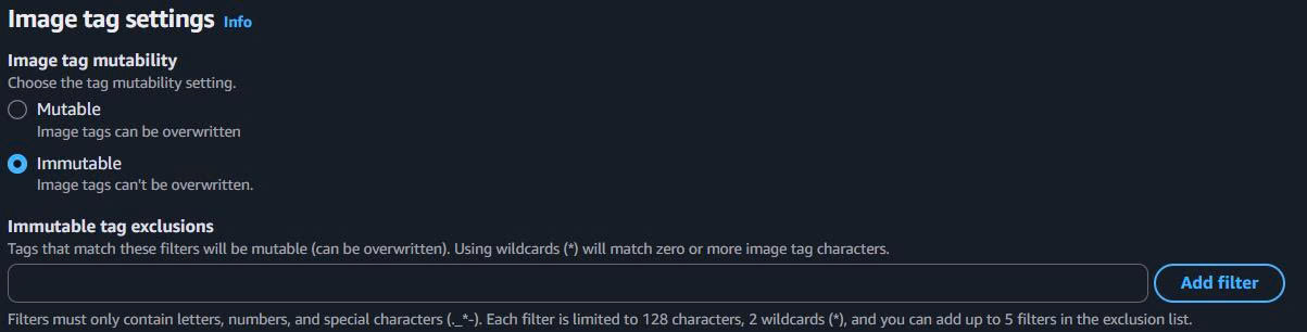 Tag Immutability Settings