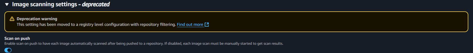 Kích hoạt image scanning cho security Image Scan Configuration