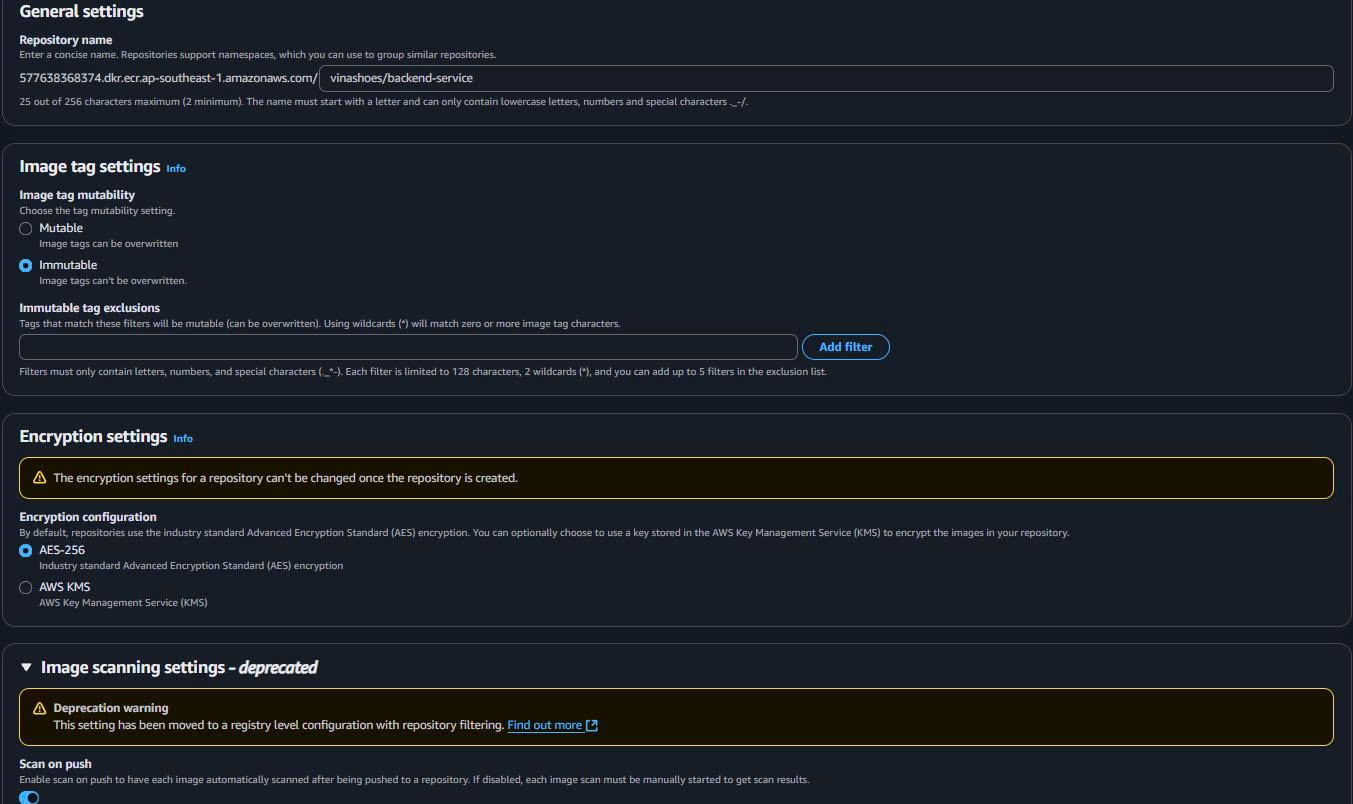 Review cấu hình repository trước khi tạo Repository Review